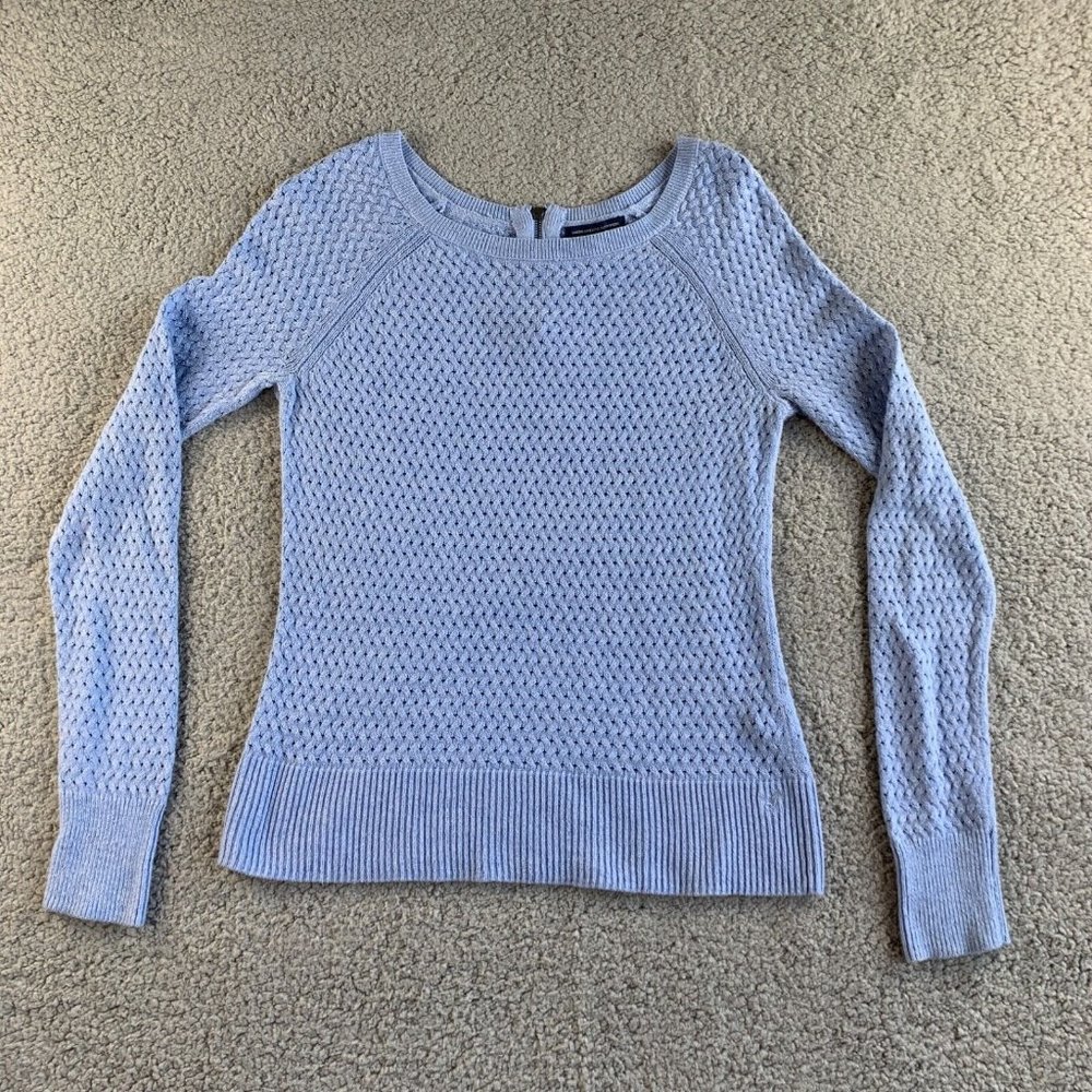 American Eagle Sweater Womens Medium Wool Blend Cable Knit Basket Weave